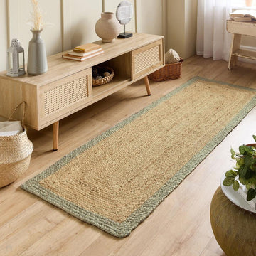 Jute Border Sage Green Runner-Origins-Rug Love - The Most Loved Rug Store